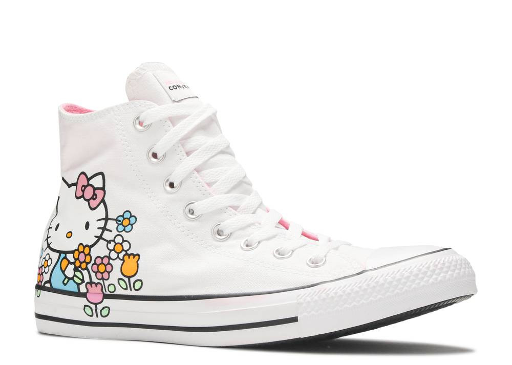 Converse Hello Kitty X Chuck Taylor All Star Hi Flowers Pink White 164629F 7243
