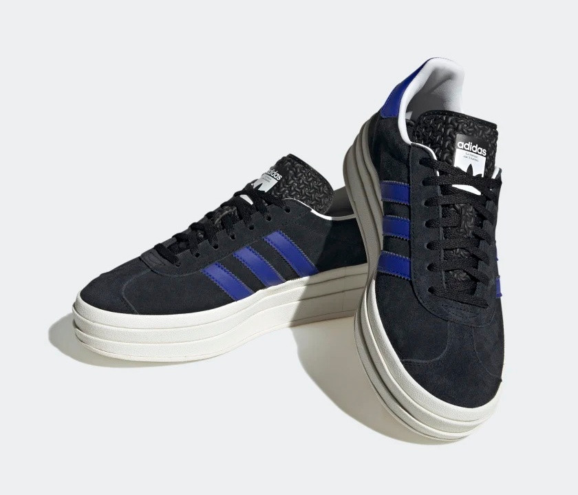 Adidas Originals Gazelle Bold Core Black Lucid Blue Gold Metallic HQ4408 32846