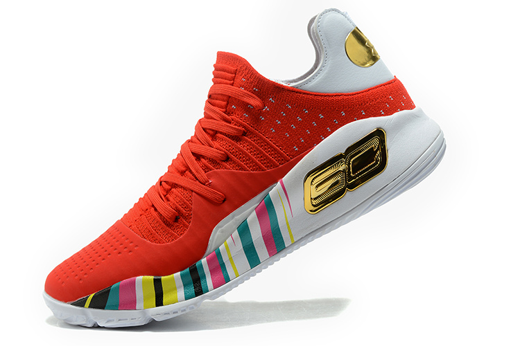Under Armour UA Curry IV 4 Low Men Basketball Shoes Red White Yellow 1264001 37957