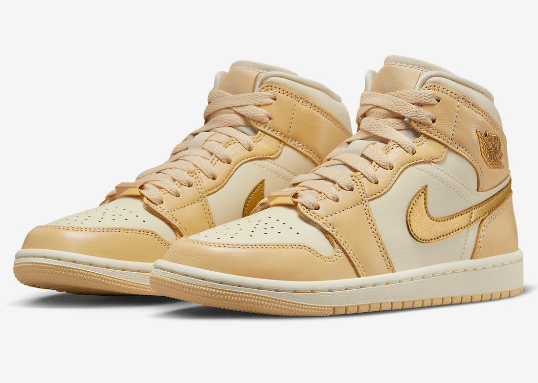 Air Jordan 1 Mid Pale Vanilla Metallic Gold Coconut Milk FB9892-200 41992