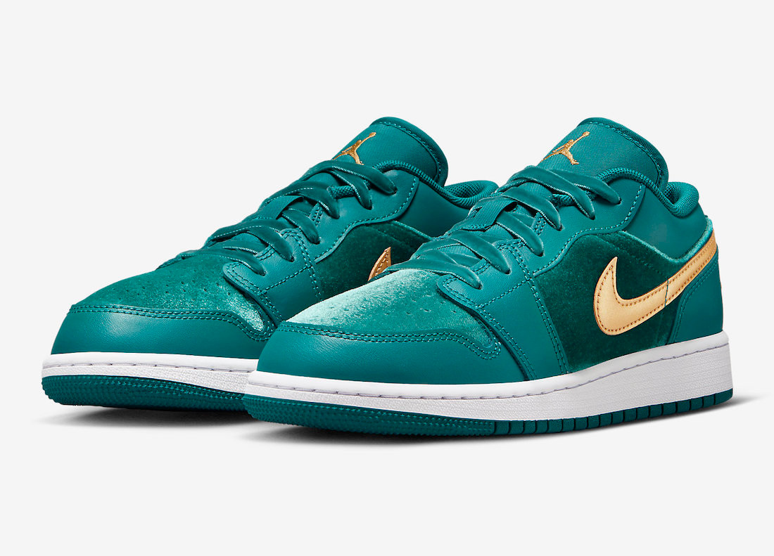 Air Jordan 1 Low GS Velvet Geode Teal Metallic Gold FB9896-300 41990