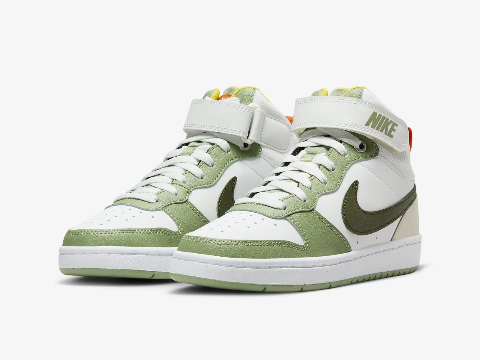 Nike Court Borough Mid 2 GS Summit White Oil Green Vivid Sulfur FV3649-171 10515